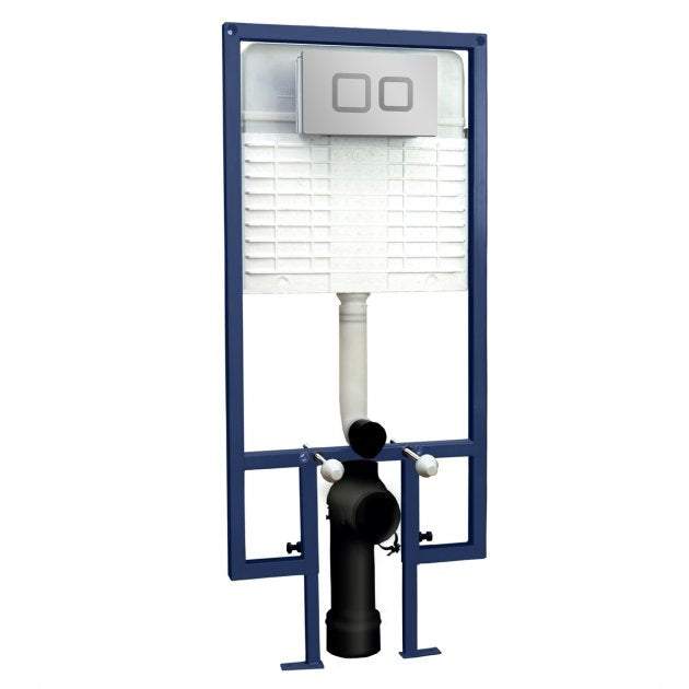 Hudson Reed Wall Hung Dual Flush Toilet Frame with Concealed Cistern Square Plate - Bright and Matt Chrome - XTY009S - TAP 'N' SHOWER