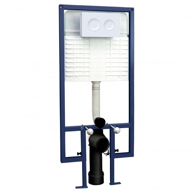 Hudson Reed Wall Hung Toilet Frame with Dual Flush Concealed Cistern Round Plate - Matt White - XTY109R - TAP 'N' SHOWER