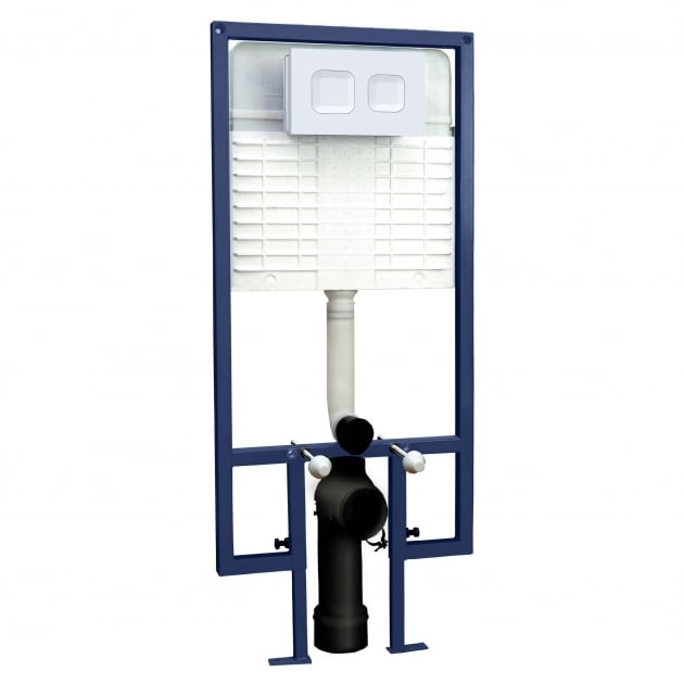 Hudson Reed Wall Hung Toilet Frame with Dual Flush Concealed Cistern Square Plate - Matt White - XTY109S - TAP 'N' SHOWER