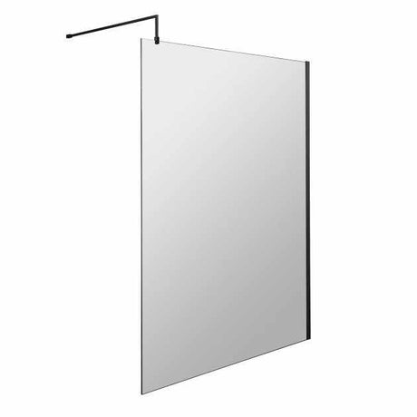 Hudson Reed Black Support Bar wet room screen with 1400mm wide clear 8mm glass and matte black frame