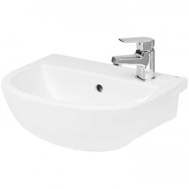 Hudson Reed Oculus Semi Recessed 1 Tap Hole Curved Basin 400mm Wide - White - SRB002 - TAP 'N' SHOWER