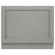 Hudson Reed Old London traditional bath end panel in storm grey, 560mm high by 680mm wide, solid wood and veneer construction