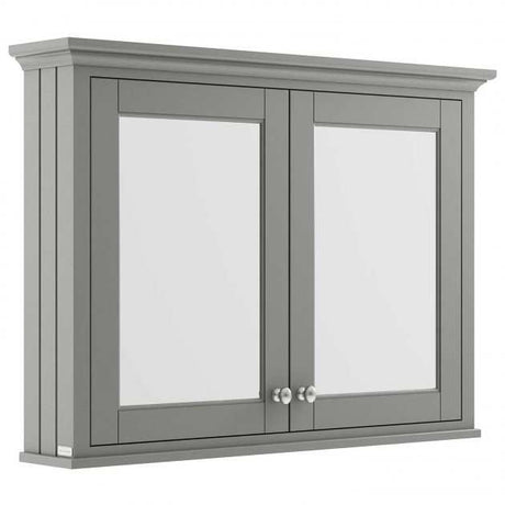 Hudson Reed Old London traditional mirrored bathroom cabinet in storm grey wooden frame with two doors and storage space, 1050mm wide