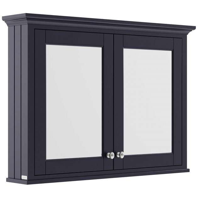 Hudson Reed Old London traditional mirrored bathroom cabinet in twilight blue with double doors and 1050mm width
