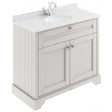 Hudson Reed Old London traditional floor standing vanity unit with white marble top basin and timeless sand finish