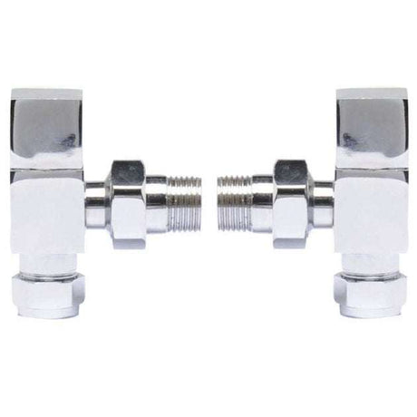 Hudson Reed Pure Square Manual Angled Radiator Valves Pair - Chrome - HT324