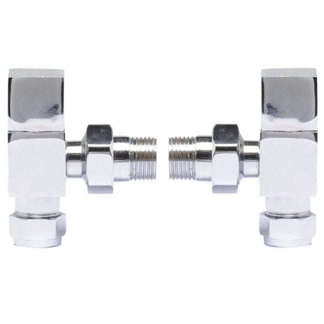 Hudson Reed Pure Square Manual Angled Radiator Valves Pair - Chrome - HT324 - TAP 'N' SHOWER