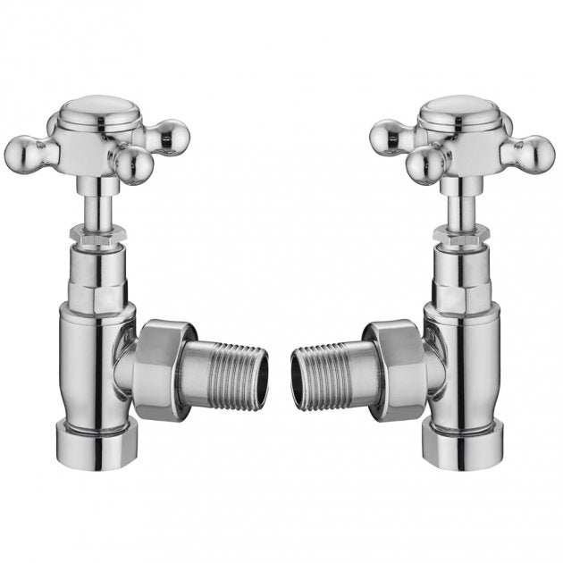 Hudson Reed Crosstop Manual Angled Radiator Valves Pair - Chrome - HT300