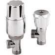 Hudson Reed Angled Thermostatic Bi-Directional Lockshield  Radiator Valves Pair - Chrome - HT326