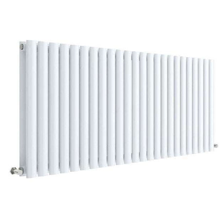 Hudson Reed Revive Modern Double Designer Horizontal Radiator 600mm High x 1398mm Wide - High Gloss White - HL340D