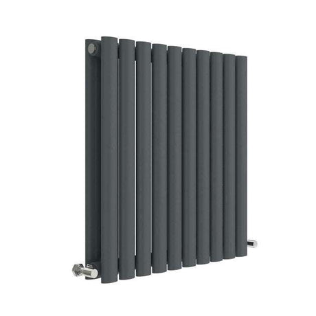 Hudson Reed Revive Modern Double Designer Horizontal Radiator 600mm High x 586mm Wide - Anthracite - HLA38D