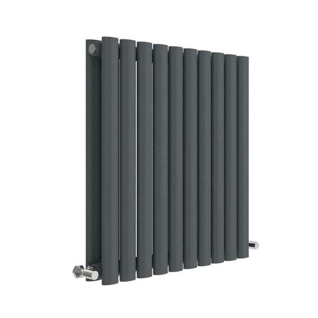 Hudson Reed Revive Modern Double Designer Horizontal Radiator 600mm High x 586mm Wide - Anthracite - HLA38D