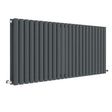 Hudson Reed Revive Modern Double Designer Horizontal Radiator 600mm High x 1398mm Wide - Anthracite - HLA40D