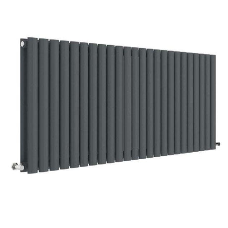 Hudson Reed Revive Modern Double Designer Horizontal Radiator 600mm High x 1398mm Wide - Anthracite - HLA40D