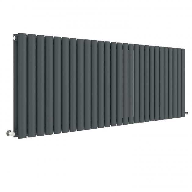 Hudson Reed Revive Modern Double Designer Horizontal Radiator 600mm High x 1572mm Wide - Anthracite - HLA42D