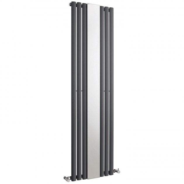 Hudson Reed Revive Central Heating Single Designer Vertical Radiator Mirror 1800mm High x 499mm Wide - Anthracite - HLA78