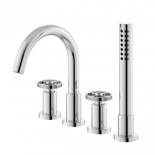 Hudson Reed Revolution 4-Hole Manual Bath Shower Mixer Tap - Chrome - TIW334