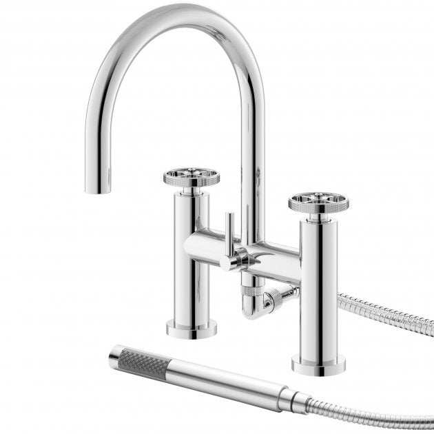 Hudson Reed Pillar Mounted Revolution Bath Shower Mixer Tap - Chrome - TIW354
