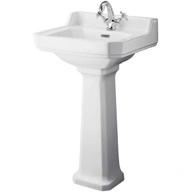 Hudson Reed Richmond 1 Tap Hole Basin with Full Pedestal 500mm Wide -