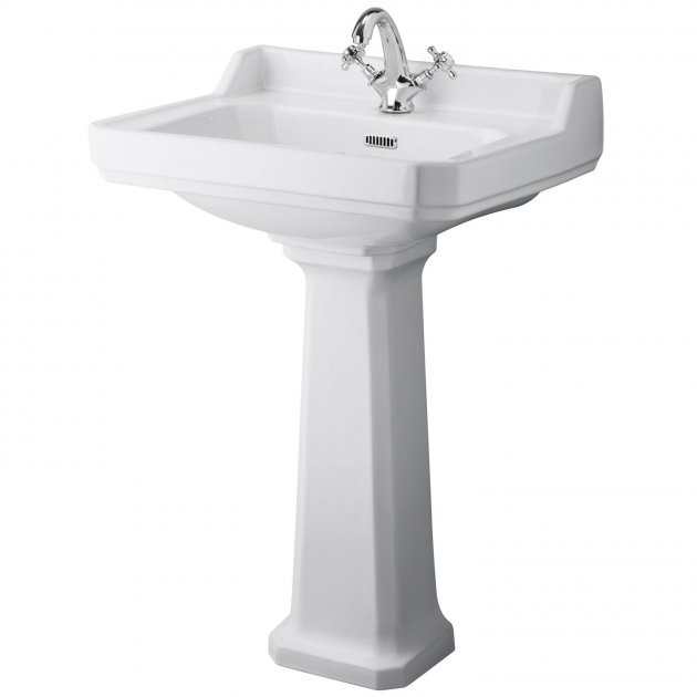 Hudson Reed Richmond 1 Tap Hole Basin with Full Pedestal 595mm Wide -