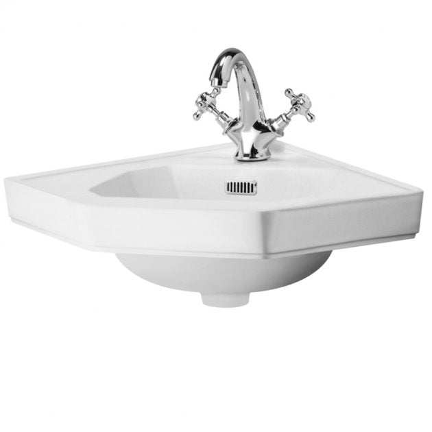 Hudson Reed Richmond 1 Tap Hole Corner Cloakroom Basin 600mm Wide - Wh