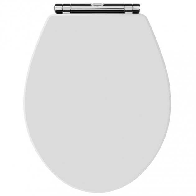 Launde Abbey Richmond Chrome Hinges Soft Close Toilet Seat - White - N
