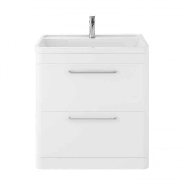 Hudson Reed Solar modern floor standing vanity unit with 800mm wide white basin and storage drawers