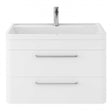 Hudson Reed Solar modern 800mm wide wall hung white vanity unit with integrated polymarble basin and dual pull-out drawers