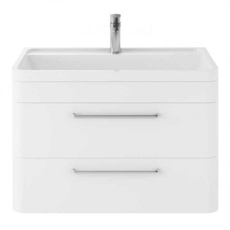 Hudson Reed Solar modern 800mm wide wall hung white vanity unit with integrated polymarble basin and dual pull-out drawers