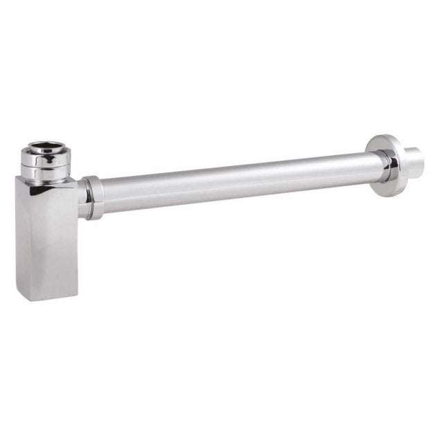 Hudson Reed Square Wall Mounted Bottle Trap with Extension Tube 300mm - Chrome - EK306