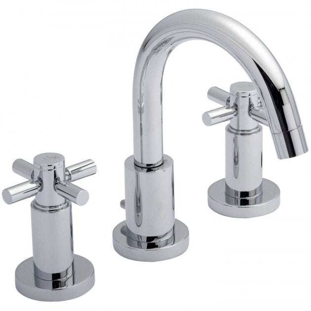 Hudson Reed Tec Crosshead 3-Hole Pop Up Waste with Basin Mixer Tap - C