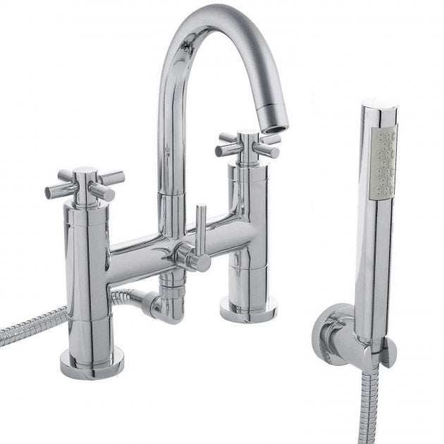 Hudson Reed Tec Crosshead Pillar Mounted Bath Shower Mixer Tap - Chrom