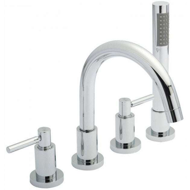 Hudson Reed Tec Lever Hose Retainer and 4-Hole Bath Shower Mixer Tap w
