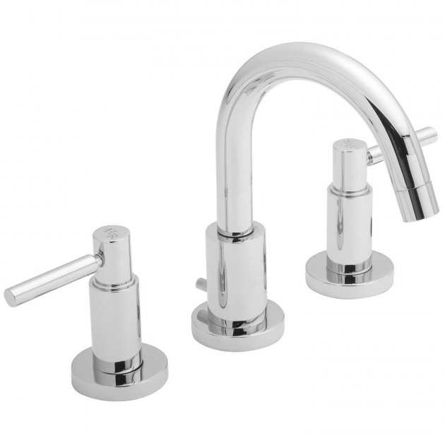 Hudson Reed Tec Lever Pop Up Waste 3-Hole Basin Mixer Tap - Chrome - T