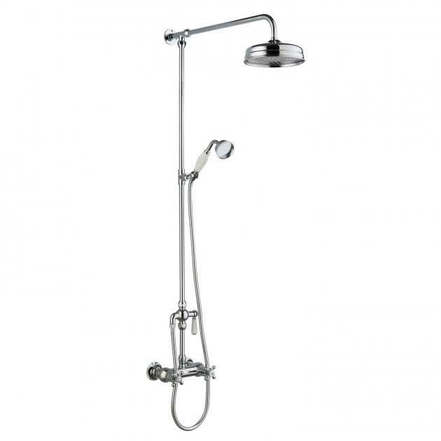 Hudson Reed Fixed Head Thermostatic Bar Mixer Shower Kit with handheld shower and chrome finish