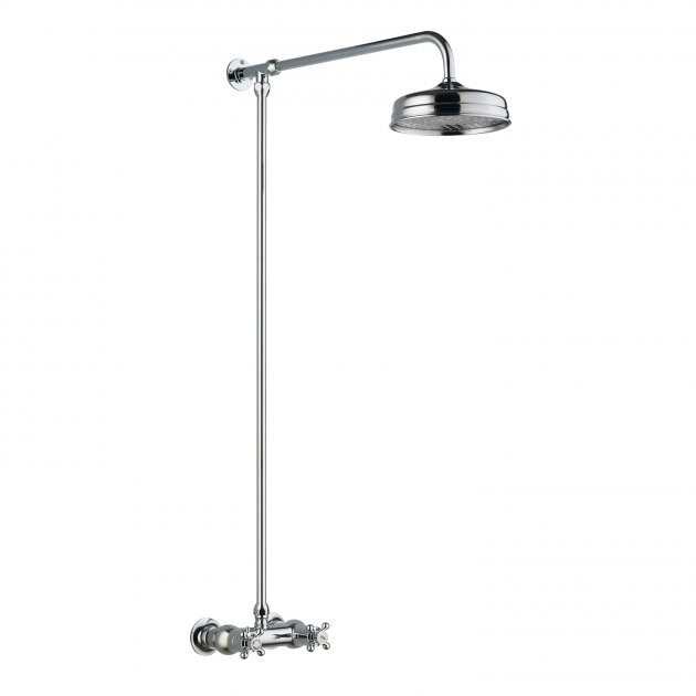 Hudson Reed Fixed Head thermostatic bar mixer shower kit with chrome finish and fixed rainfall shower head