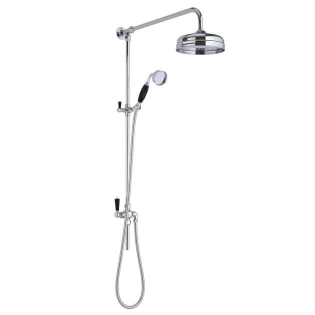 Hudson Reed Topaz Diverter with Black Grand Rigid Riser Kit - Chrome/B