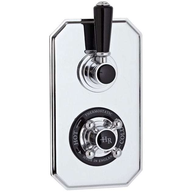 Hudson Reed Topaz Twin Concealed Black Shower Valve - Chrome/Black - B