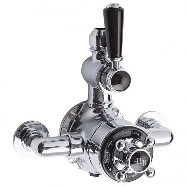 Hudson Reed Topaz Twin Exposed Black Shower Valve - Chrome/Black - BTS