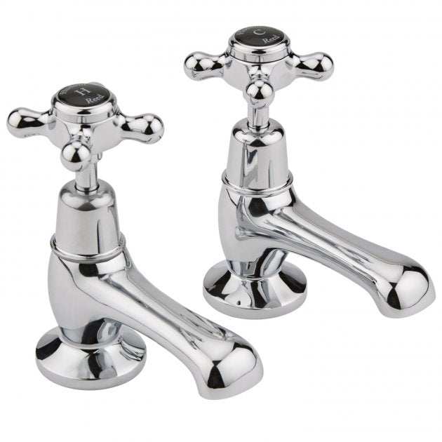 Hudson Reed Topaz Black Crosshead Dome Collar Basin Taps - BC401DX