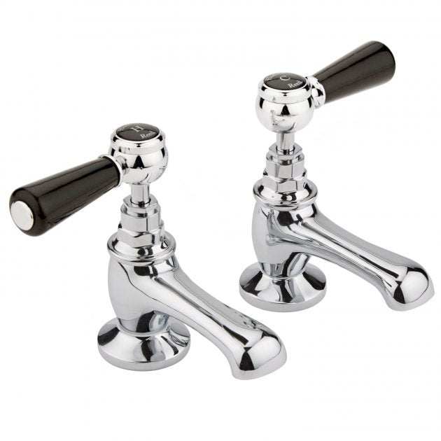 Hudson Reed Topaz Hexagonal Collar Black Lever Basin Taps - BC401HL