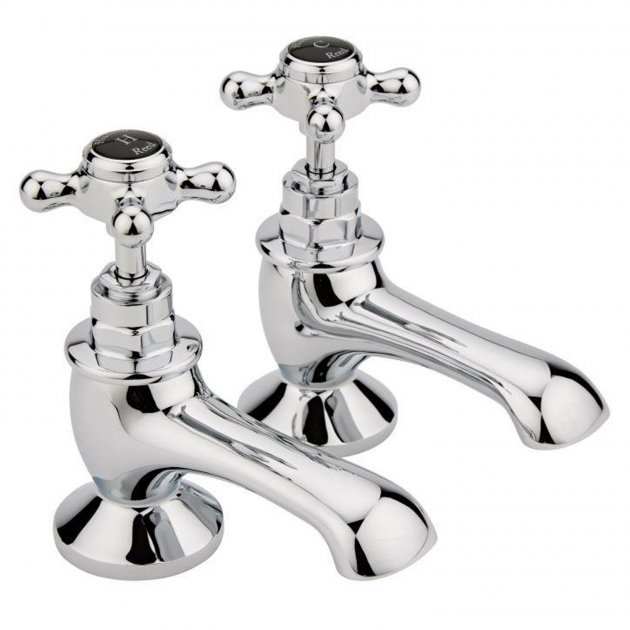 Hudson Reed Topaz Black Hexagonal Collar Crosshead Basin Taps - BC401H
