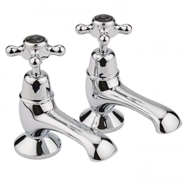 Hudson Reed Topaz Black Crosshead Dome Collar Bath Taps - Chrome - BC4