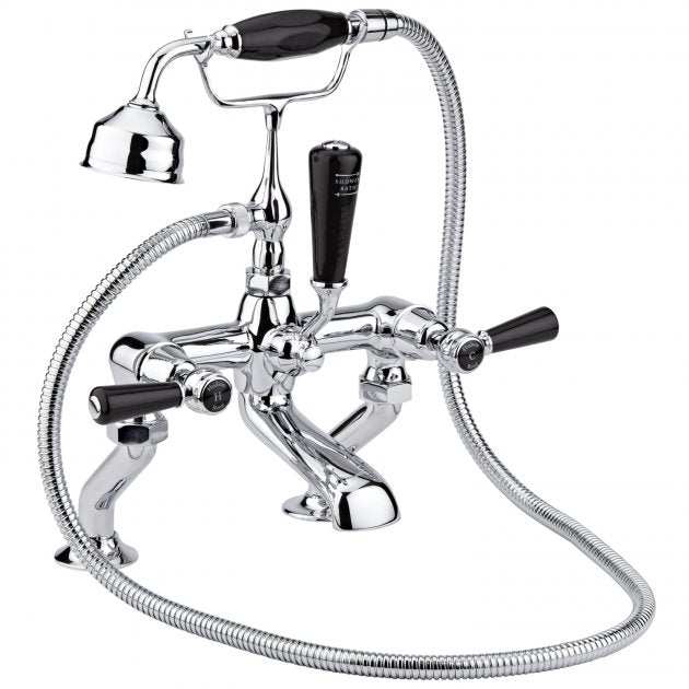 Hudson Reed Topaz Black Lever Dome Collar Bath Shower Mixer Tap with S