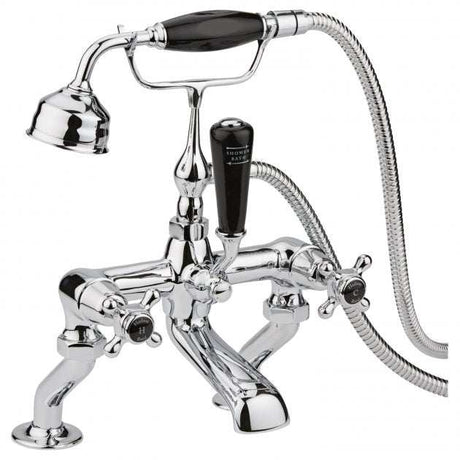 Hudson Reed Topaz Black Crosshead Dome Collar Bath Shower Mixer Tap wi
