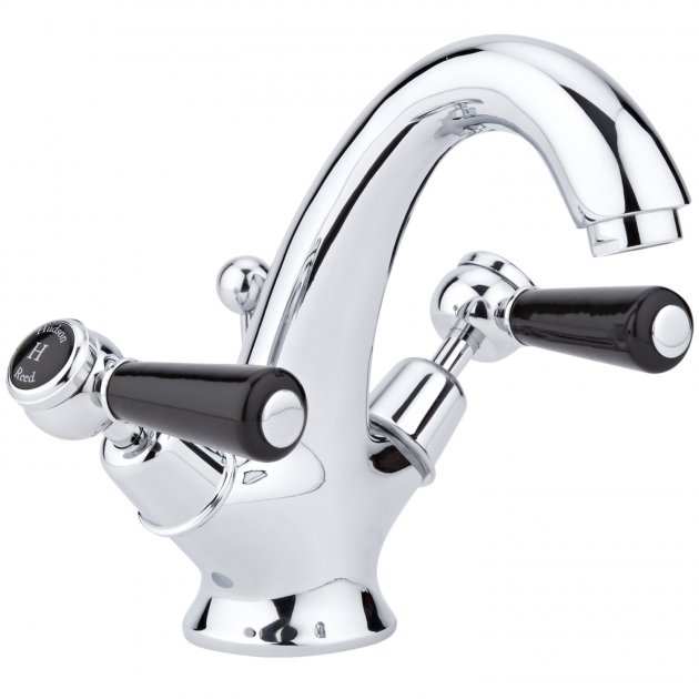 Hudson Reed Topaz Black Lever Dome Collar Mono Basin Mixer Tap with Wa