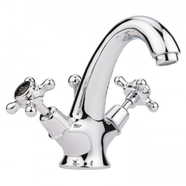 Hudson Reed Topaz Black Crosshead Dome Collar Mono Basin Mixer Tap wit