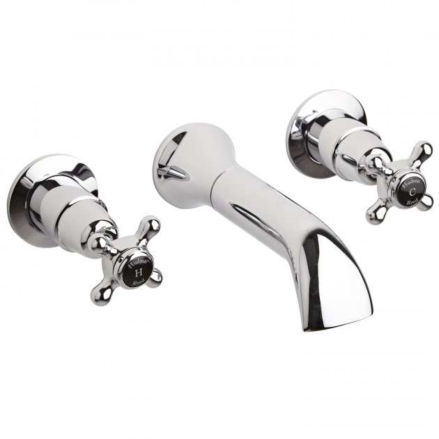 Hudson Reed Topaz Black Crosshead Dome Collar Wall Mounted Bath Spout