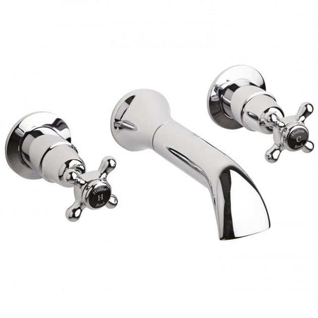Hudson Reed Topaz Black Crosshead Dome Collar Wall Mounted Bath Spout