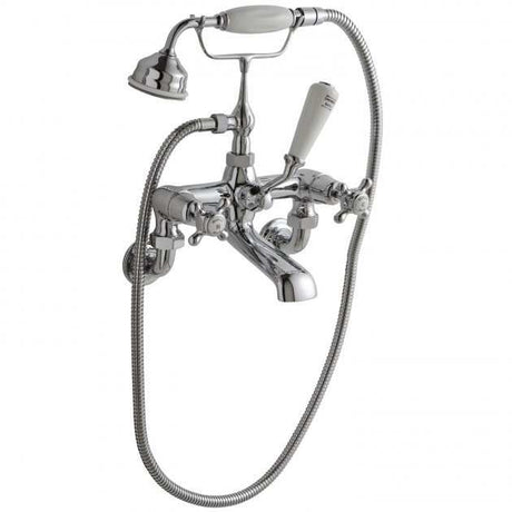 Hudson Reed Topaz Wall Mounted Dome Bath Shower Mixer Tap - Chrome / White - BC304DXWM
